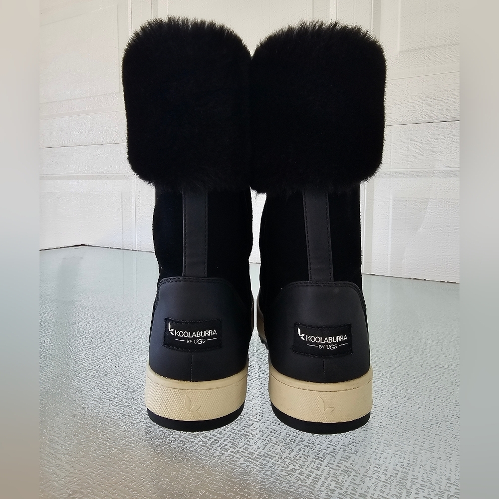 Koolaburra by UGG Black Faux Fur Winter Boots Cozy Platform Zip Warm Snow Boot - Picture 3 of 8